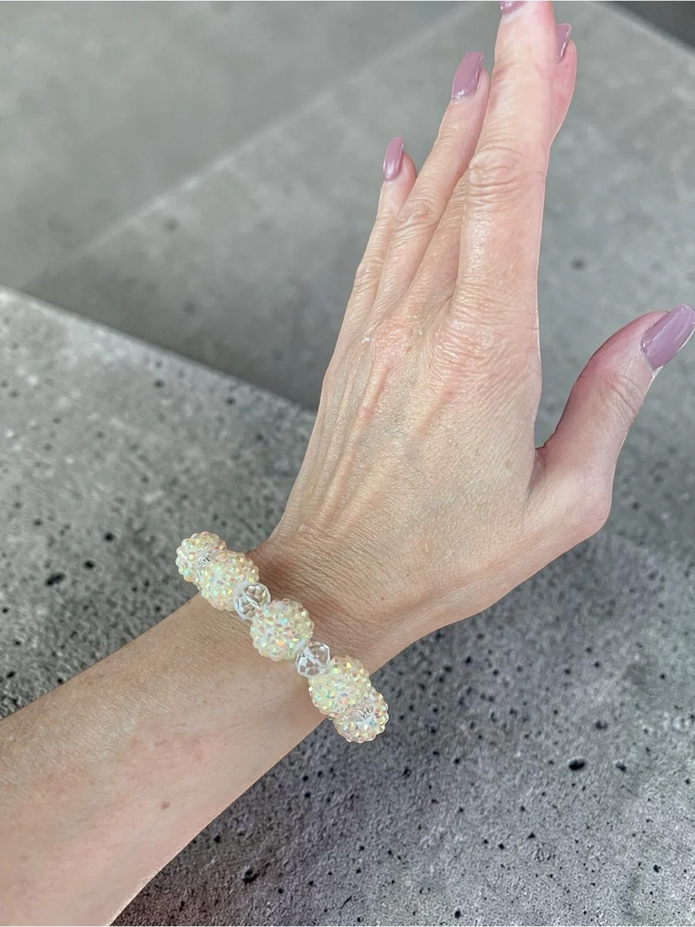 Pavé Crystal Bead Aurora Borealis Rhinestones Stretch Bracelet